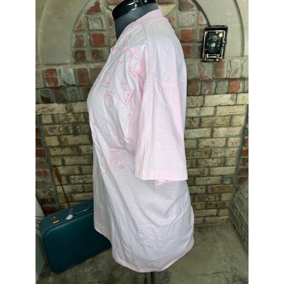 T-shirt vintage 80s with puff paint pink barbiecore - Picture 5 of 10